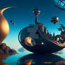 A rendering of a surreal world Dali style