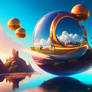 A surreal dreamscape scene inspired by Dali