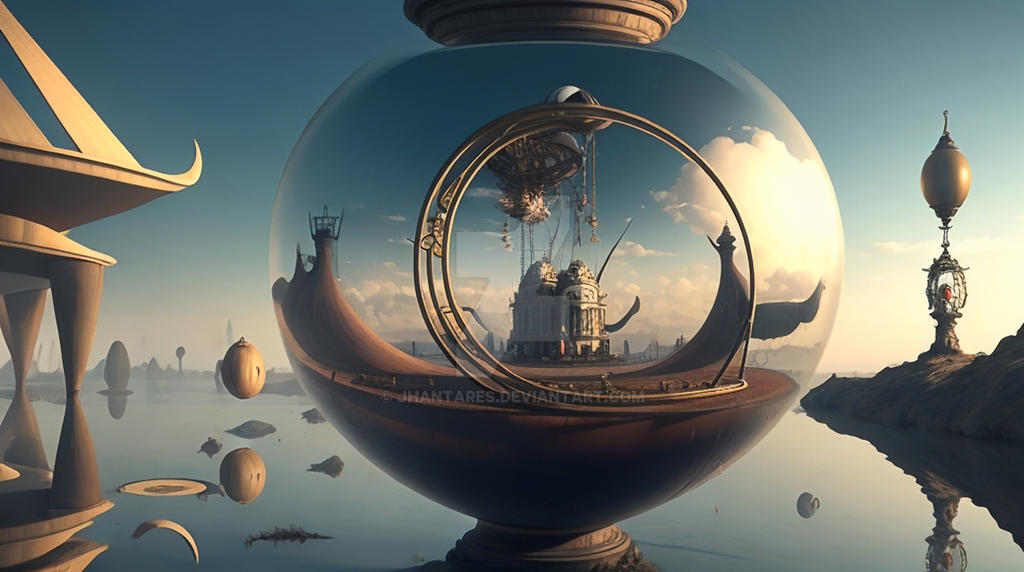 An eerie surreal world of floating objects by jhantares on DeviantArt