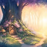 Magical  painting of an enchanted forest