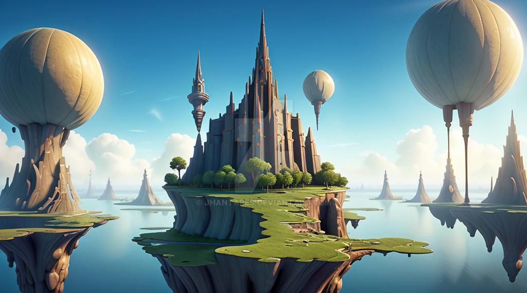 A fantastical abstract world of floating islands by jhantares on DeviantArt