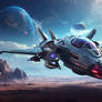 Futuristic fighter plane with laser gun