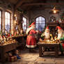 St Nicholas workshop with elves and gnomes