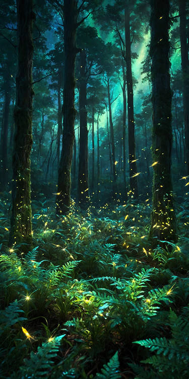 A mystical forest illuminated
