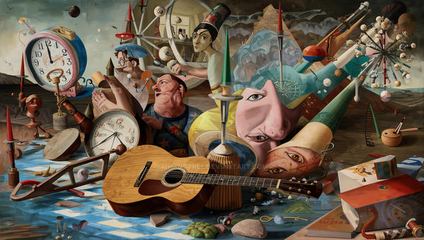 An imaginative and surrealistic composition