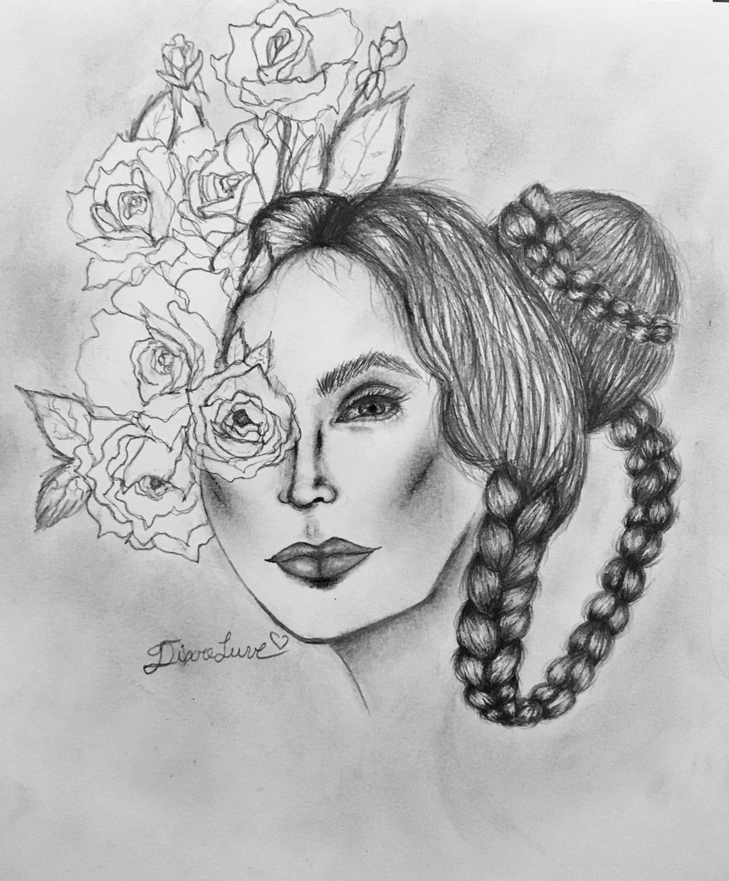 Flowers Growing On My Skin | Pencil Portrait