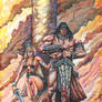 Conan - smoke and fire - mixed media
