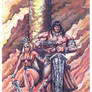 Conan - smoke and fire - mixed media