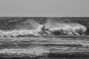 Sandy Beach Surfer (B+W)