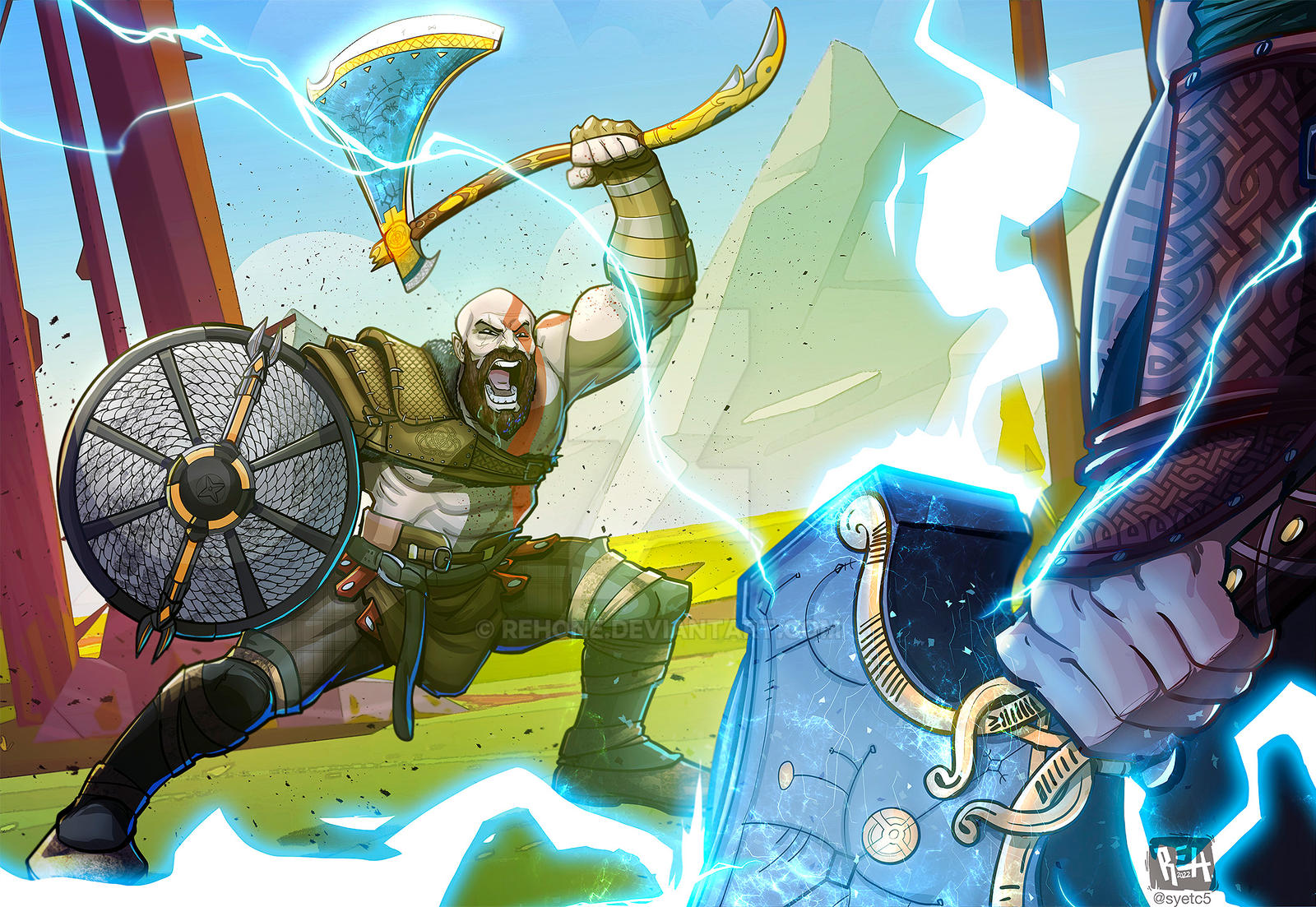 God of War Ragnarok - Kratos vs Thor — Patrick Brown Art