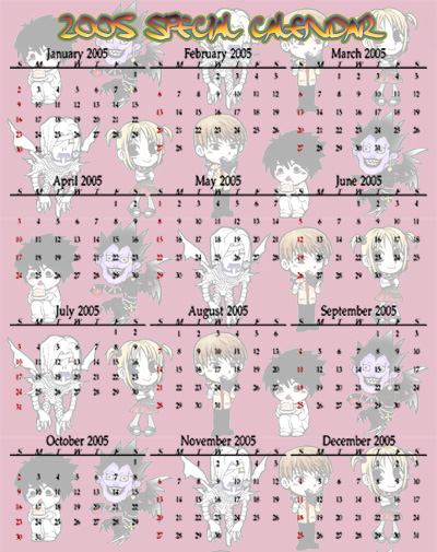 DEATHNOTE CALENDAR 2005 By Aoeiya On DeviantArt
