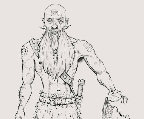 Barbarian Warrior Sketch With Trophy