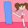 Jasmines karate kick on a punching bag