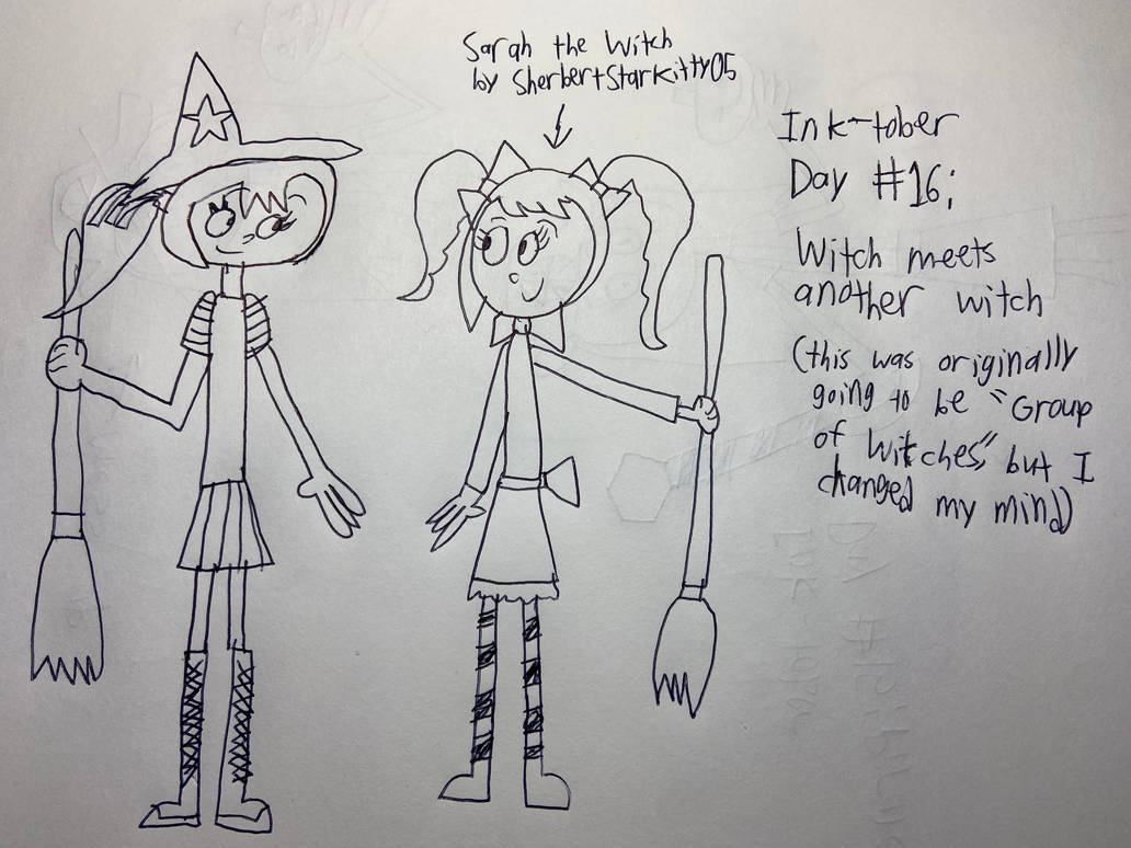 Inktober Day 16 Witch meets another witch by ShinyJonDiamondGlitz on