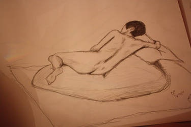 Drawing class - woman on a beanbag