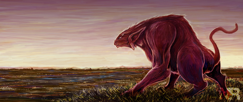 a beast roams the plains