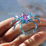 Sm. Pink and sky blue glass spider 1