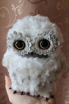 Art doll. Cute white owl