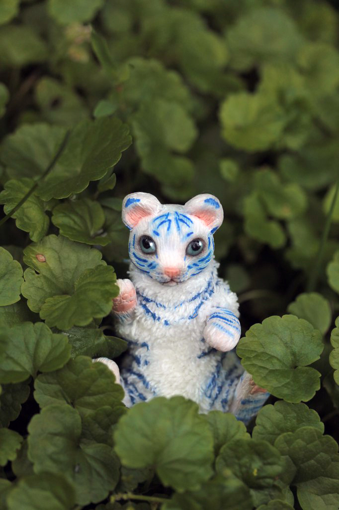 Little blue tiger. art doll