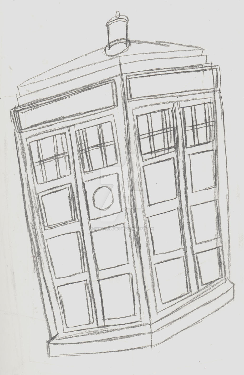 Tardis Drawing First The TARDIS-Doctor Who (Sketch) by Beyworld101 on DeviantArt