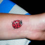 Ladybug on wrist