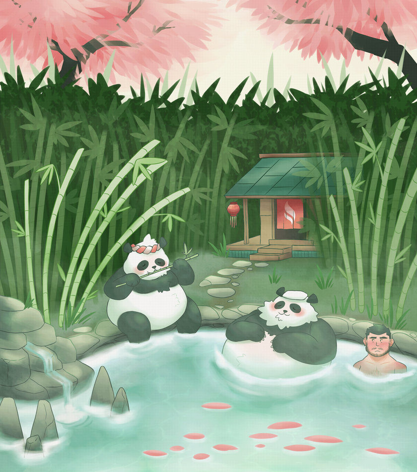 Panda Hot Springs by Kakity on DeviantArt