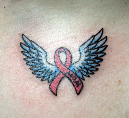 Breast cancer ribbon tattoo