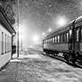 Blizzard in train station