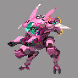 Pixel art of d.va from Overwatch 