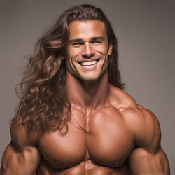 #astronomical long hair Hawaiian gay muscle, tanne