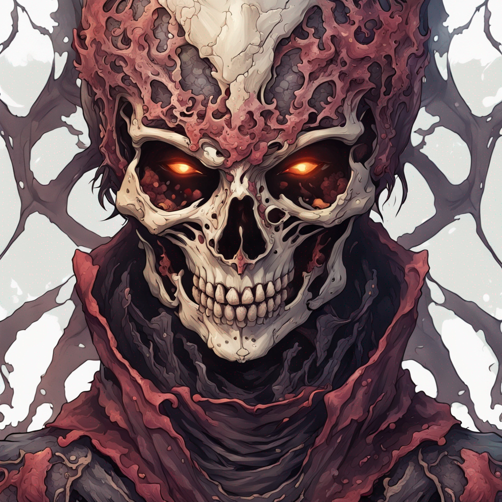 Flesh coming off the face of a skeleton mask