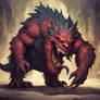 Furry beast scary monster with sharp teeth that sl