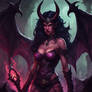 Dark, hard to see, shadowy Voluptuous Sexy Succubu