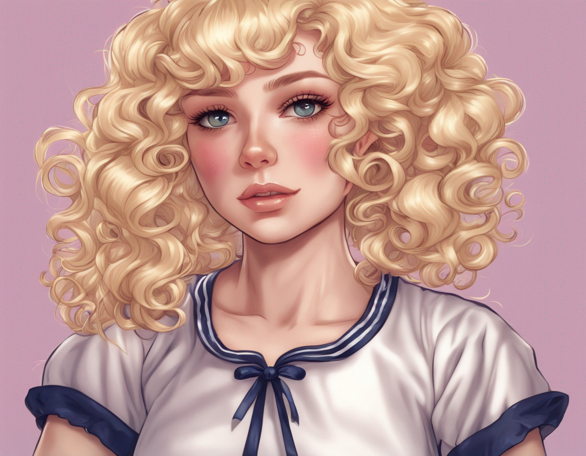 Blonde hair ringlet curls Sissy with a Shiny Satin