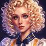 Short Blonde Hair Ringlet Curls Sissy with a Shiny