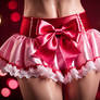 Shiny Red Satin Sissy Panties covered with pink he