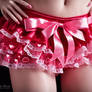 Shiny Red Satin Sissy Panties covered with pink he