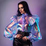 Transluscent Holographic gossamer Ruffly Satin Blo