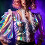 Transluscent Holographic gossamer Ruffly Satin Blo