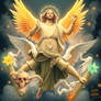 Angels of Light and Wisdom behind Jesus leading th