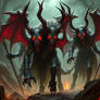 Evil Centaur Necromancers with glowing red eyes