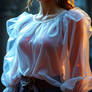 Sheer Shiny Organza Blouse