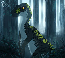 Utahraptor portrait illustration