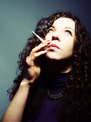 Youg woman smoking