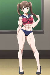 Built Student [female muscle] - ai generated