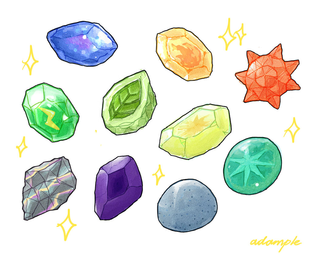 Pokemon Evolution Stones by Adample on DeviantArt