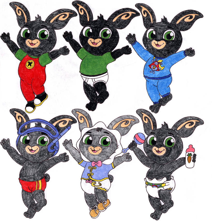 Bing Bunny Drawing Collage by BlazeHeartPanther on DeviantArt