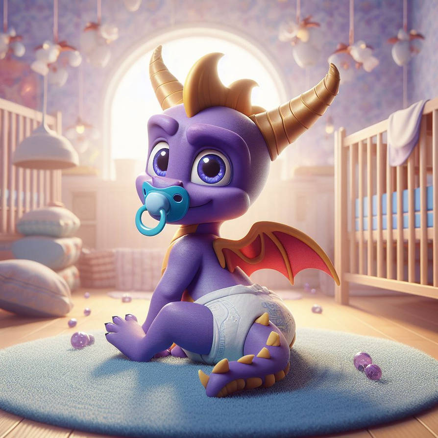 Baby Spyro in Nursery Diaper Version by BlazeHeartPanther on DeviantArt