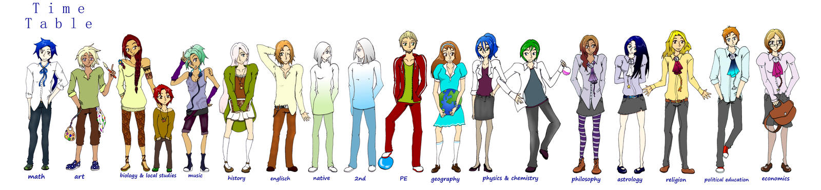 Timetabling Characters Time Table Cast by HachimonTonko on DeviantArt