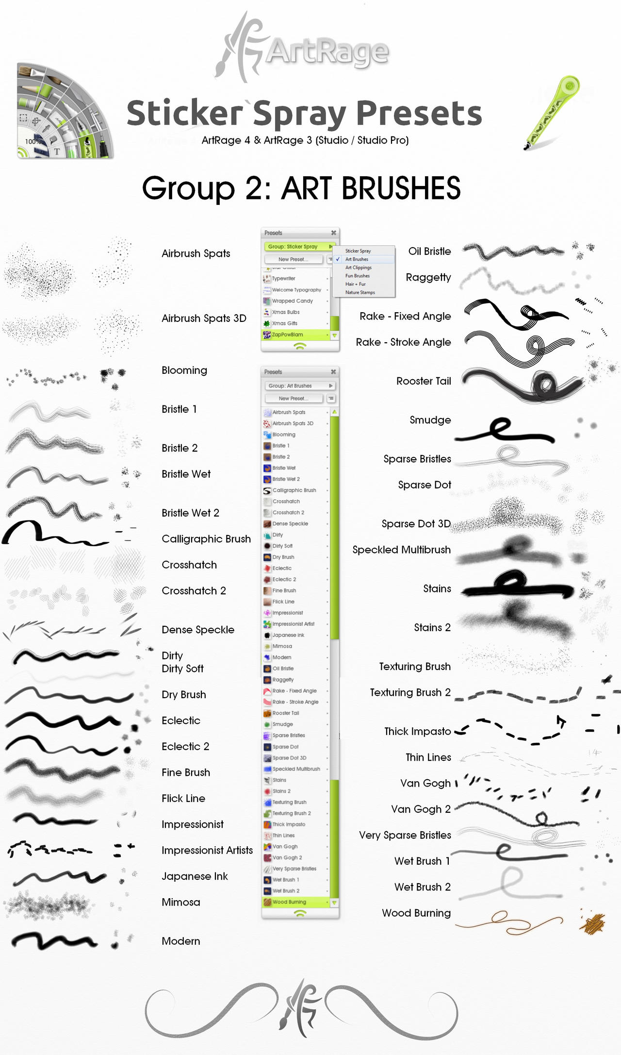 ArtRage Sticker Spray Presets: 'Art Brushes'
